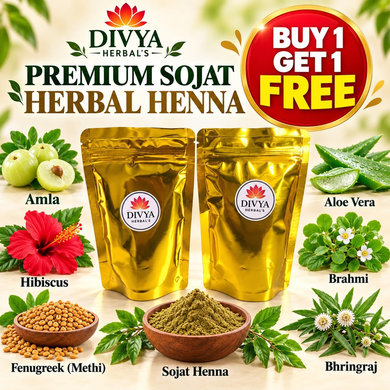 Divya Herbal’s Premium Sojat Herbal Henna — Buy 1 Get 1 Free thumbnail 4