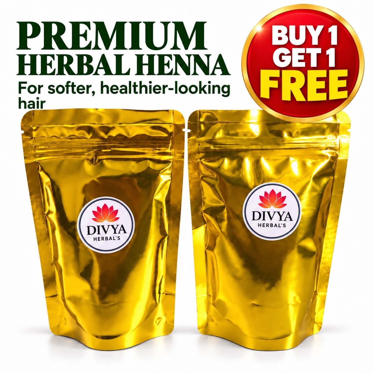Divya Herbal’s Premium Sojat Herbal Henna — Buy 1 Get 1 Free